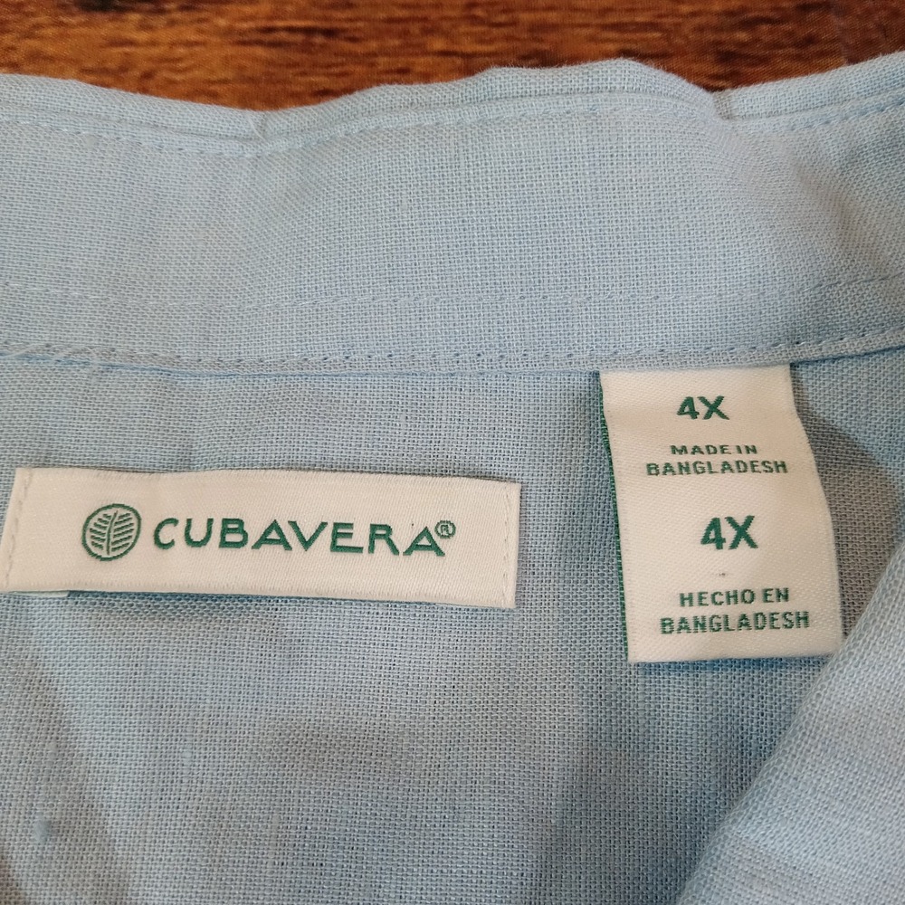 Cubavera Guayabera Men's 4XL Blue‎ Short Sleeve Embroidered - Picture 3 of 9
